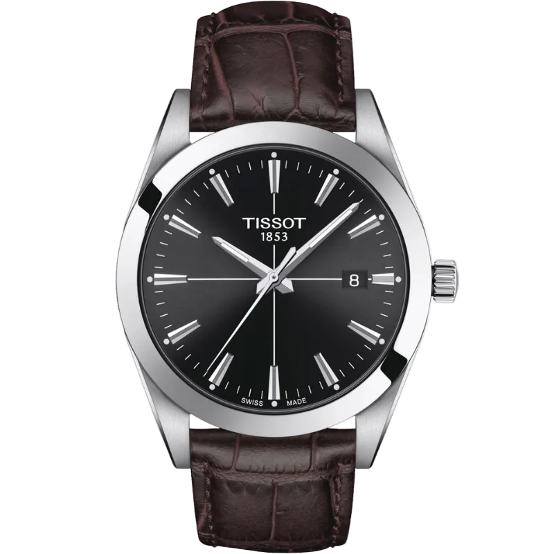 Tissot Gentleman - Black Dial (Brown Leather Strap)