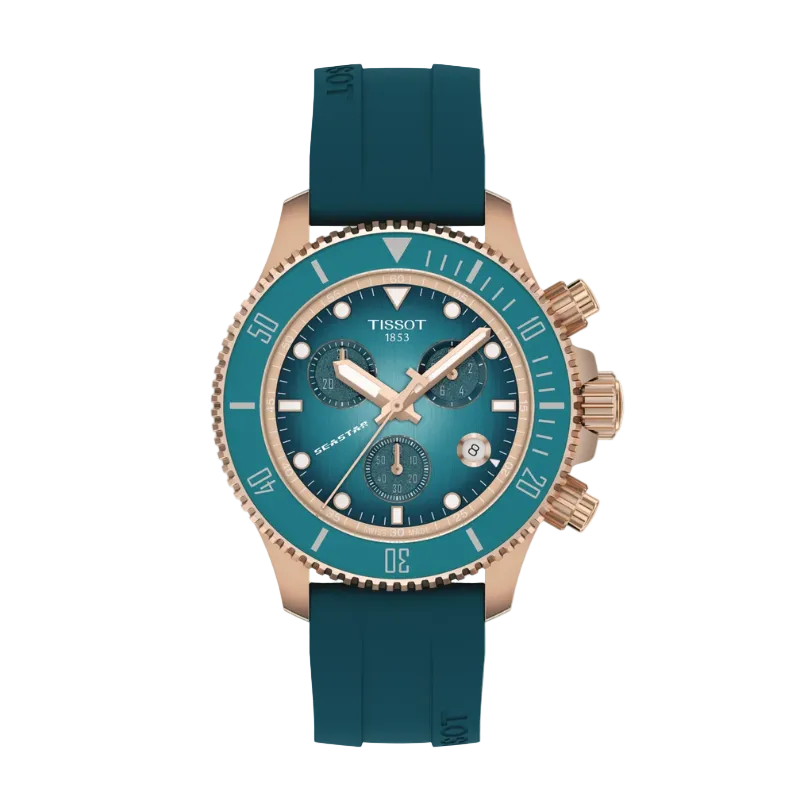 Tissot Seastar 1000 Chronograph 38 mm – Turquoise & Rose Gold T120.217.37.041.00