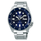 Seiko 5 Sports SRPD51K1 with blue dial, blue bezel and steel bracelet