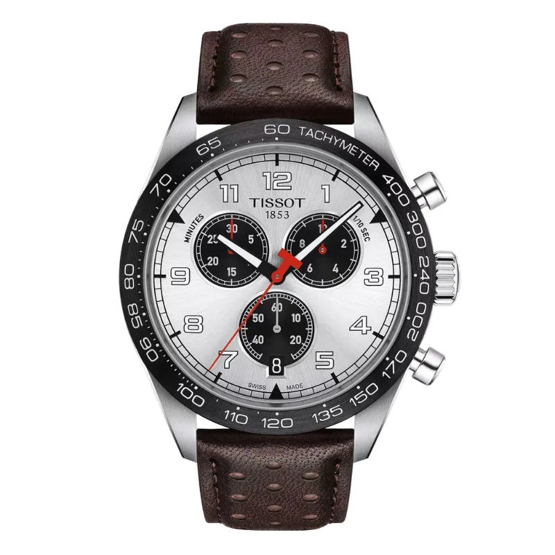 Tissot PRS 516 Chronograph Silver (Leather Strap)