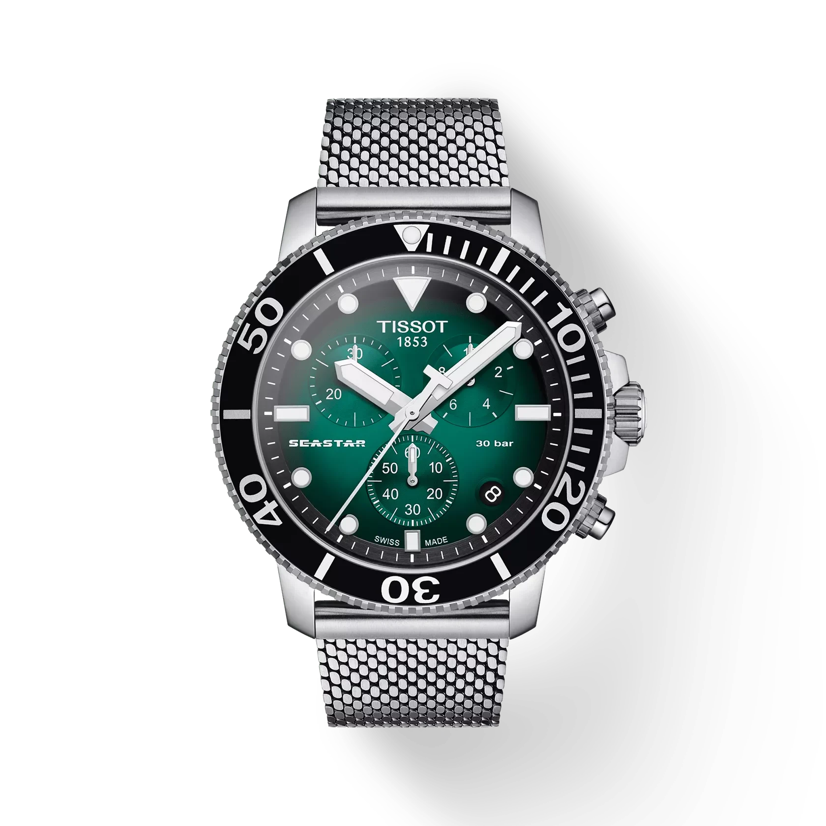 Tissot Seastar 1000 Chronograph - Dark Green Dial (Mesh Strap)