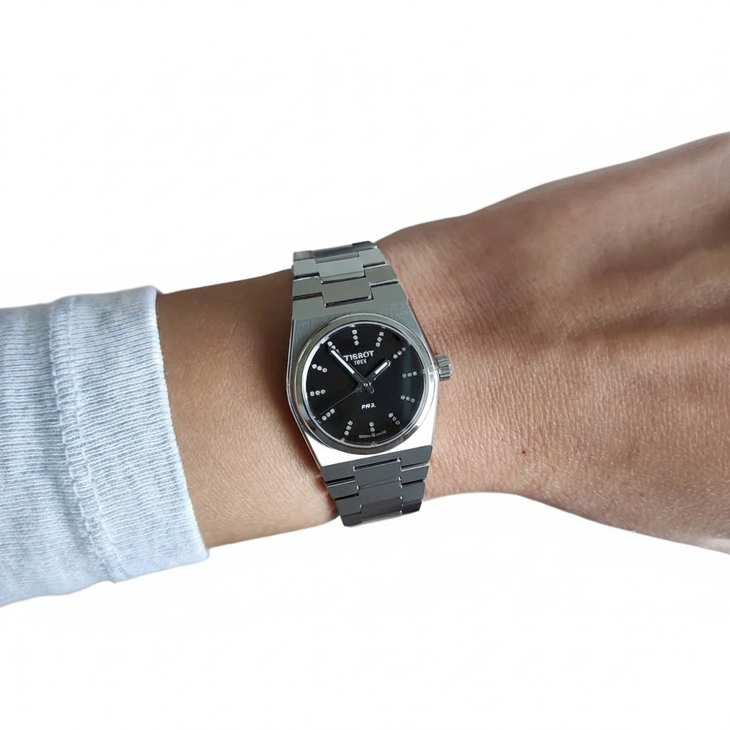 Tissot PRX 25 mm — Black dial with 36 diamonds